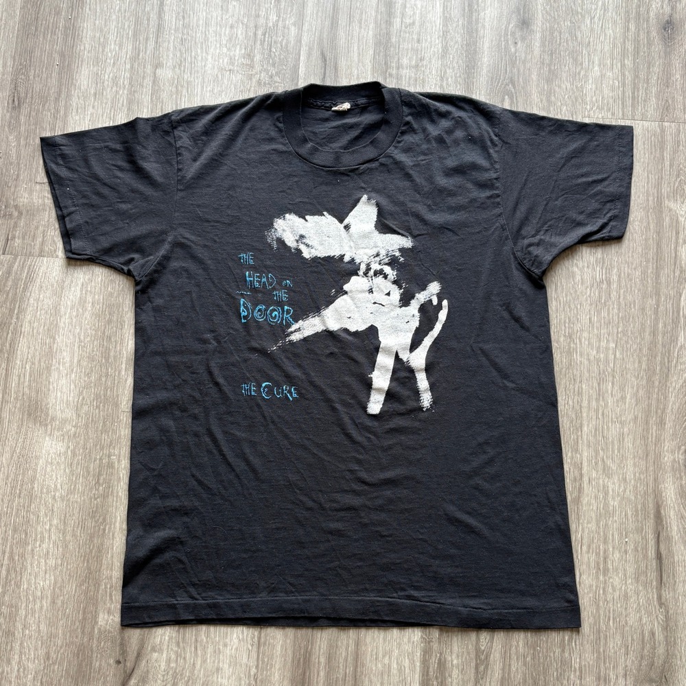 Vintage 80s The Cure The Head on the Door Band T-Shirt Screen Stars XL Black